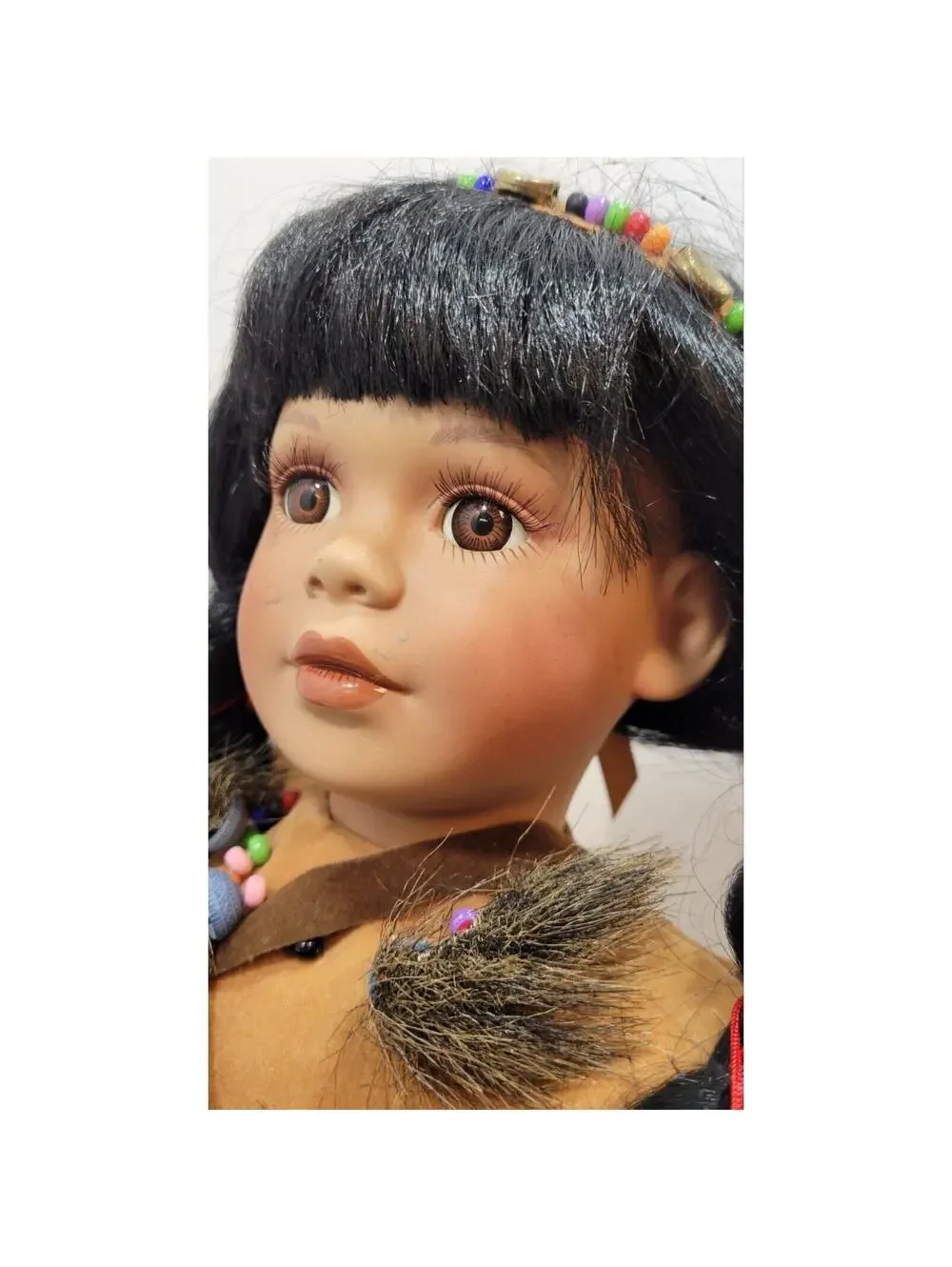 Vintage Native American Girl Porcelain Doll 10 1/2